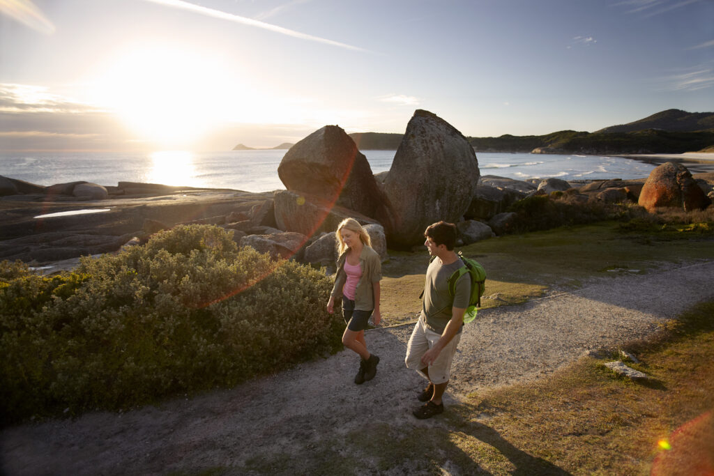 Couple walking in Wilsons Promontory National Park