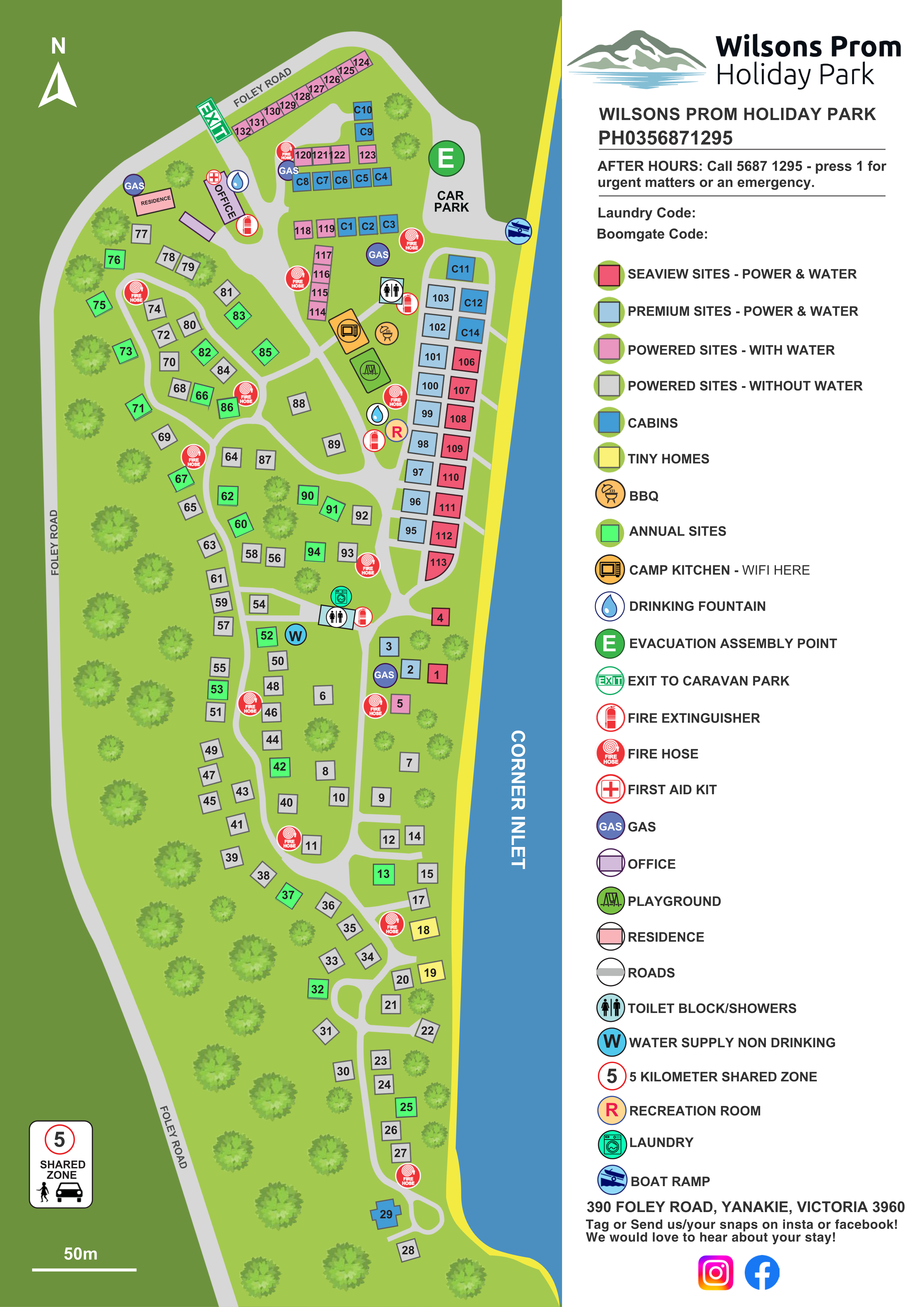 Wilsons Prom Holiday Park Park Map